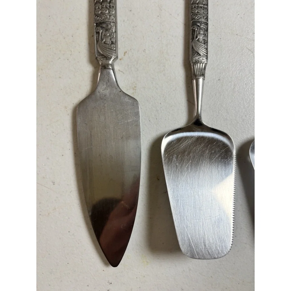 Spar Norway Stainless 18/8 w/ Pewter Handles Cheese Plane Pie & Cake Servers (3)